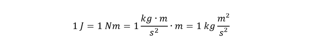 relação joule / newton metro / kilograma metro quadrado por segundo quadrado